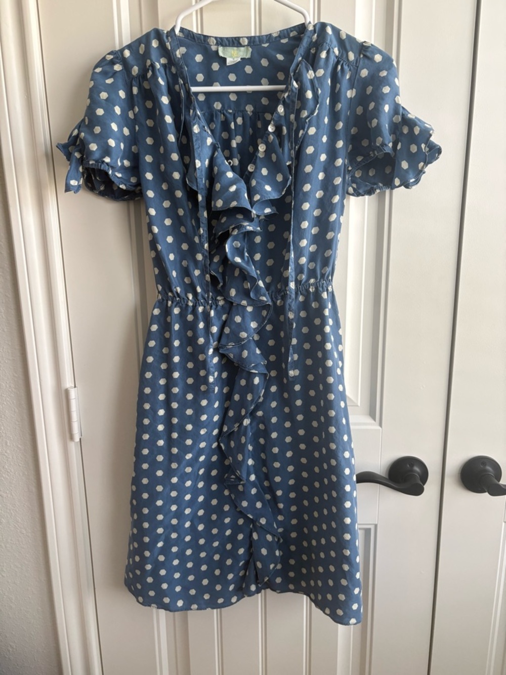 lil by Anthropologie 100% Silk Blue Polka Dot Dress - Picture 2 of 4